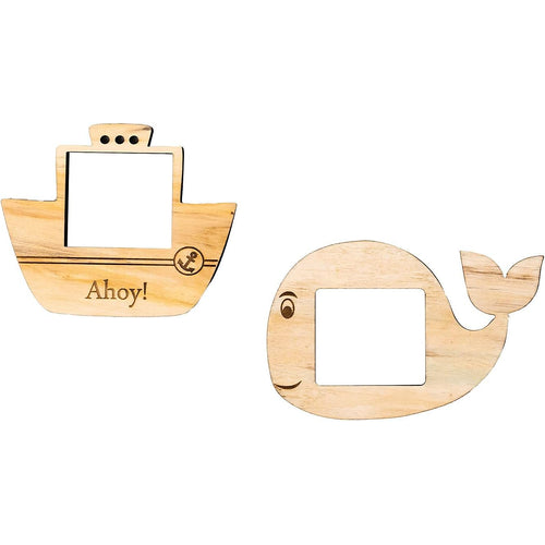 IVEI Ship and Whale Shaped Wooden Photo Magnet - Set of 2 Wood Magnets for Fridge - Magnet Board for Kids - Fridge Magnets