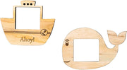 IVEI Ship and Whale Shaped Wooden Photo Magnet - Set of 2 Wood Magnets for Fridge - Magnet Board for Kids - Fridge Magnets