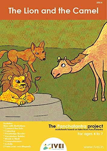 IVEI Panchatantra Kids Learning Book-Workbook and 2 DIY Magnets of Panchatantra Story-Colouring Activity Worksheets-Creative Activity and Education for Kids-The Lion and The Camel(Age 4 to 7 Years)