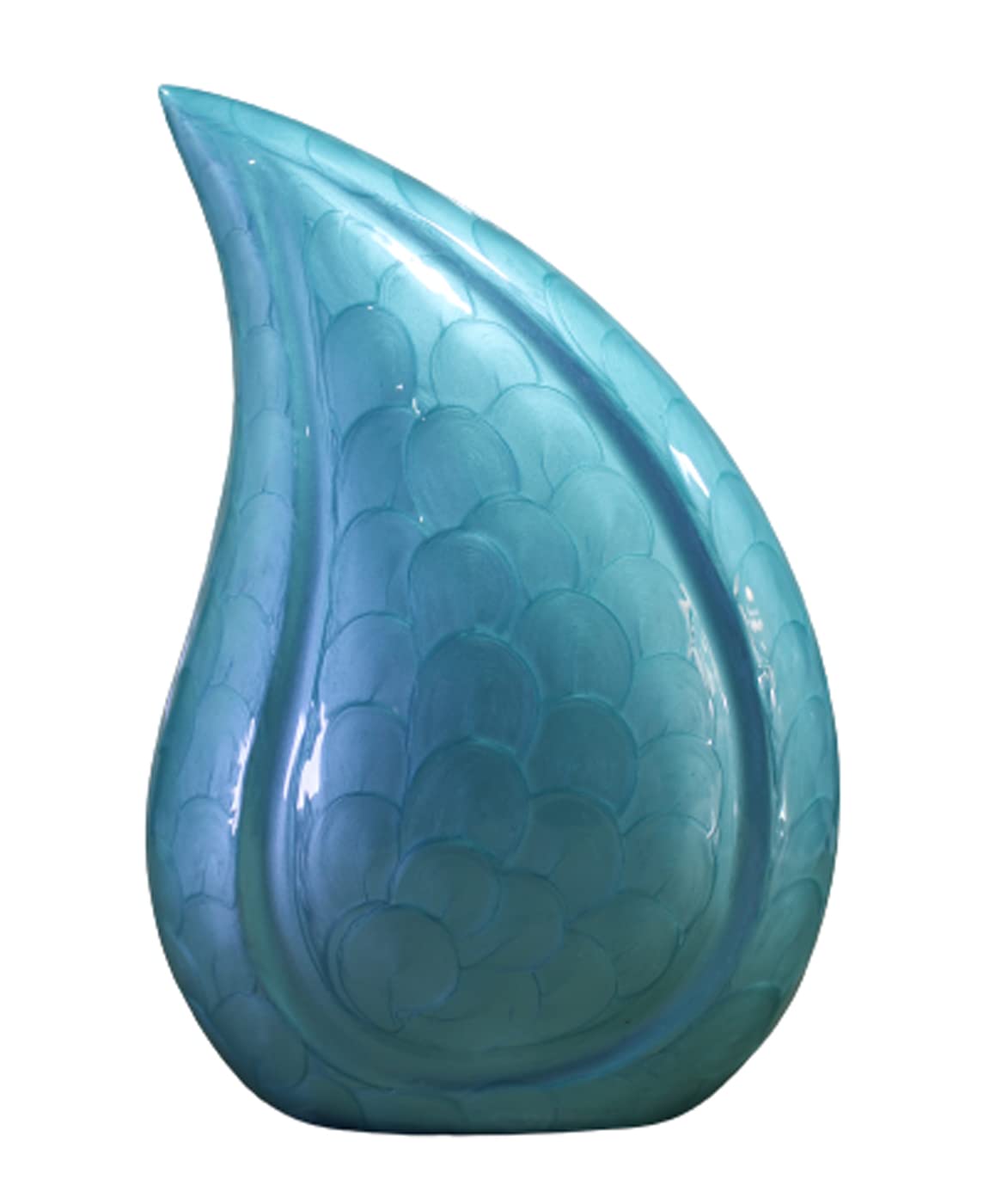 eSplanade Metal Cremation Urn Memorial Jar Pot Container | Full Size Embossed Urn for Ashes Funeral Burial | Teardrop Metal Urns | Dark Blue, Sky blue, Violet - 10" Inches