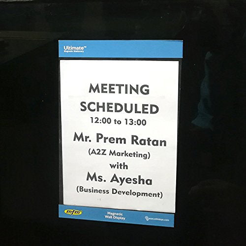 MFM TOYS Ultimate Easy Magnetic Wall Display : Pack of 4 (A5 Portrait) : 4 Colours Self Cling Magnetic A4 Sheet Holder for Wall/Glass Partition/Window