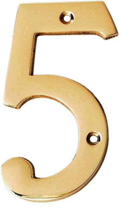 eSplanade 4" Brass House Hotel Door Number Plaque Numeric Numerical Digit 0-9 (0 (Zero))