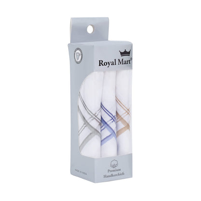 Royal Mart Men's Handkerchiefs - 100% Soft Cotton Hemstitch 17 x 17 Inches