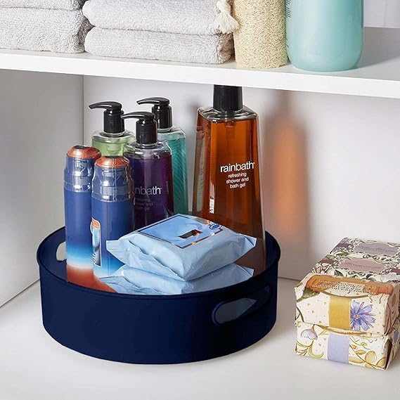 Kleo 360° Rotating Organizer Tray, Kitchen Organizer, Multi-Purpose Rotating Tray, Cosmetics Organizer, Bathroom & Dressing Table Organizer (Blue)