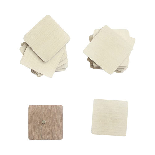 IVEI DIY Ply Wood Sheet Square Craft Magnet - Plain Plywood Fridge Magnet Blanks Cutouts - Set of 20-2