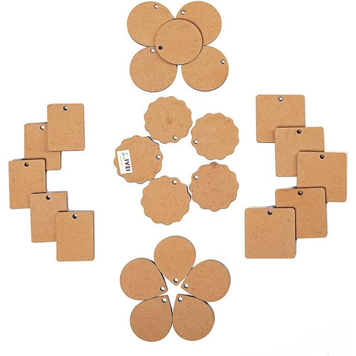 IVEI DIY MDF Shaped Pendants -MDF Cutouts Pendants - Plain, Primer MDF Blanks Pendant Cutouts - for Painting Wooden Sheet Craft, Decoupage, Resin Art Work & Decoration