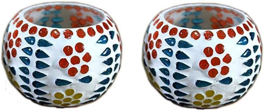 eSplanade Tealight Tea light Votive Candle Holders Votive - Glass (Set of 2) Multicolor