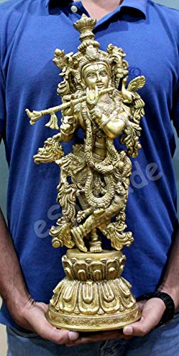 eSplanade - Brass Radha Krishna - Big Size - Brass Radha Idol Statue Sculpture (21") (Krishna Antique)