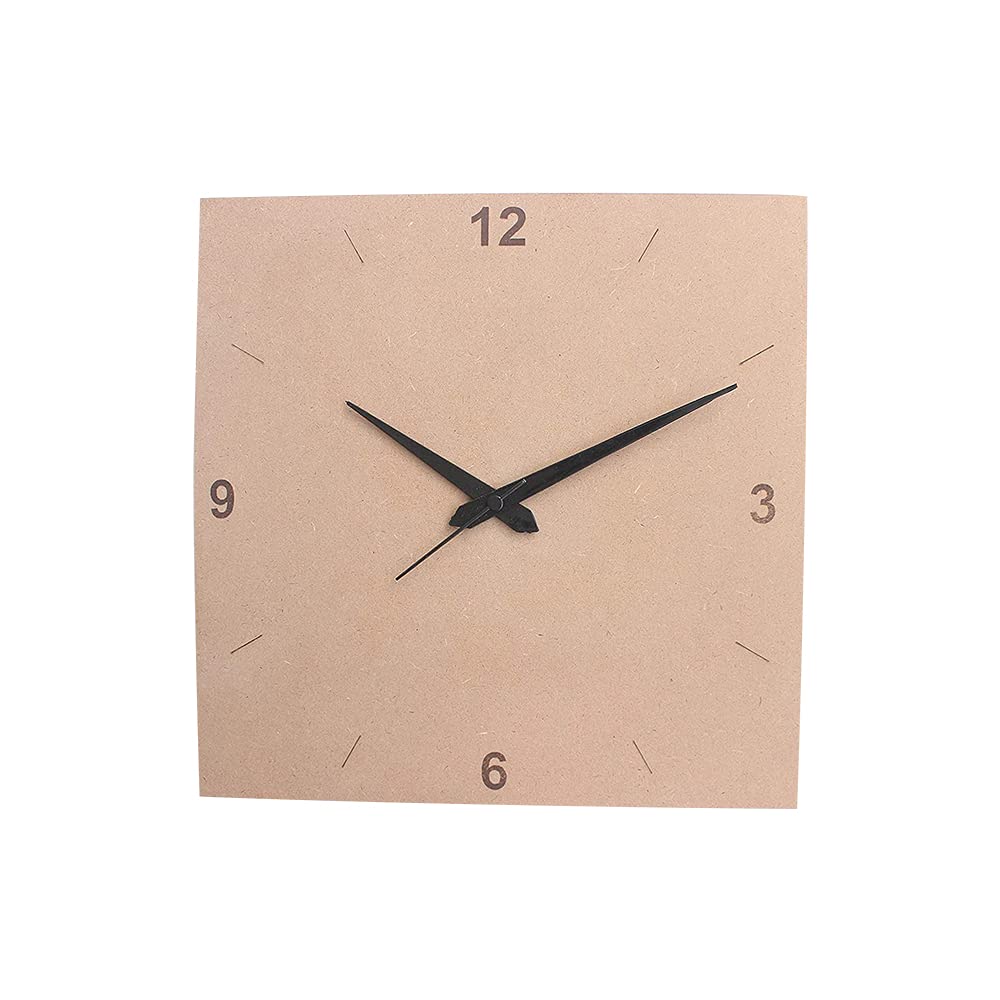 IVEI DIY Clock MDF Clock Numbers Cut - Wooden Craft - MDF Round Clock Cutout - Plain MDF Blank Wall Clock for Painting Wood Sheet Craft, Decoupage, Resin Artwork & Decoration (Round & Square)