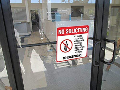 eSplanade No Soliciting Sign Decal Sticker Deters Solicitors Indoor & Outdoor Use Waterproof