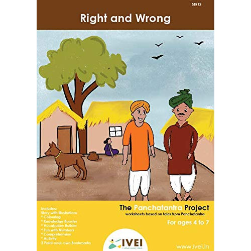 IVEI Panchatantra Kids Learning Book - Workbook and 2 DIY Bookmarks of Panchatantra Story - Colouring Activity Worksheets - Creative Fun Activity and Education For Kids - Right And Wrong