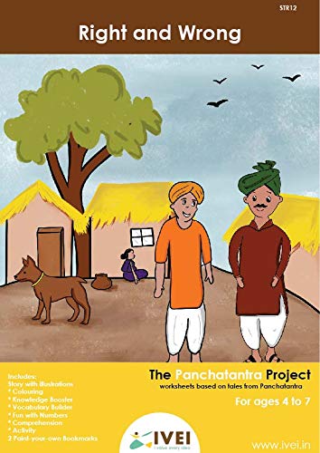 IVEI Panchatantra Kids Learning Book - Workbook and 2 DIY Bookmarks of Panchatantra Story - Colouring Activity Worksheets - Creative Fun Activity and Education For Kids - Right And Wrong