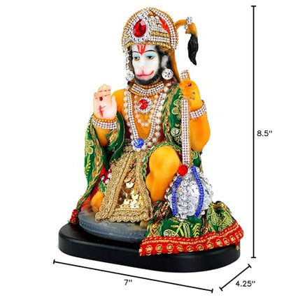 eSplanade Resin Hanuman Anjaneya Pavan Putra Idol Murti Moorti Statue (8.5 x 5.25 Inches)