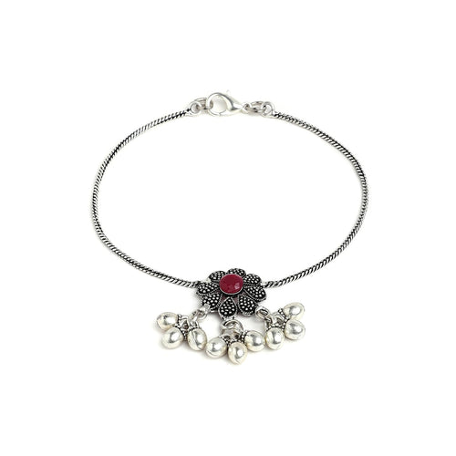 Binnis wardrobe Silver-plated Anklets Paayal Kaṇukkāl with flower fligrees
