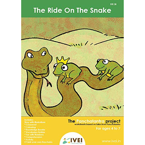 IVEI Panchatantra Story Kids Learning Book - Workbook and 2 DIY Keychains - Colouring Activity Worksheets - Creative Fun Activity and Education for Kids - The Ride on a Snake ( Age 4 to 7 Years )