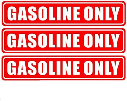 Outdoor/Indoor (3 Pack) 6.25" X 1.25" GASOLINE ONLY Sign Label Sticker Decal For Fuel Gas Can Car Vehicle Tank - Back Self Adhesive Vinyl