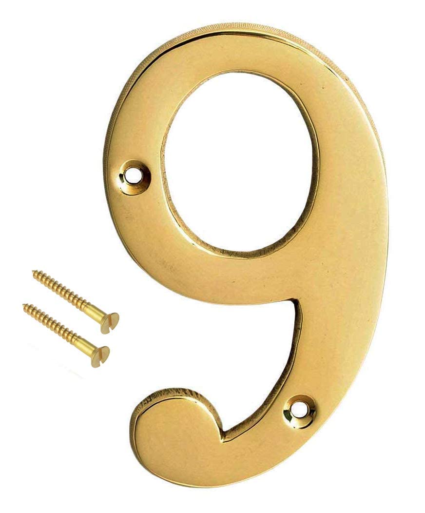 eSplanade 4" Brass House Hotel Door Number Plaque Numeric Numerical Digit 0-9 (0 (Zero))