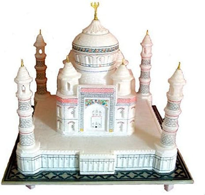 StonKraft Taj Mahal Replica, White Marble Sculpture, Handcrafted 6 inch Souvenir from India