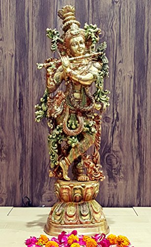 eSplanade - Brass Lord Krishna Kishan Murti Idol Statue Sculpture - 29" Inches - Very Big Size