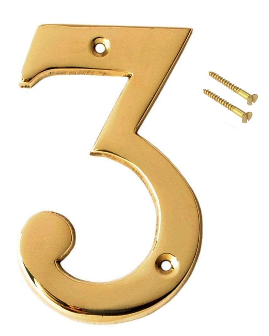 eSplanade 4" Brass House Hotel Door Number Plaque Numeric Numerical Digit 0-9 (8 (Eight))