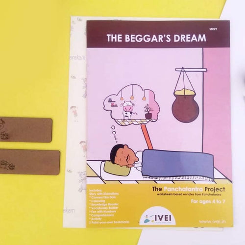 IVEI Panchatantra Story Kids Learning Book - Workbook and 2 DIY Bookmarks - Colouring Activity Worksheets - Creative Fun Activity and Education for Kids - The Beggar’s Dream (Age 4 to 7 Years)