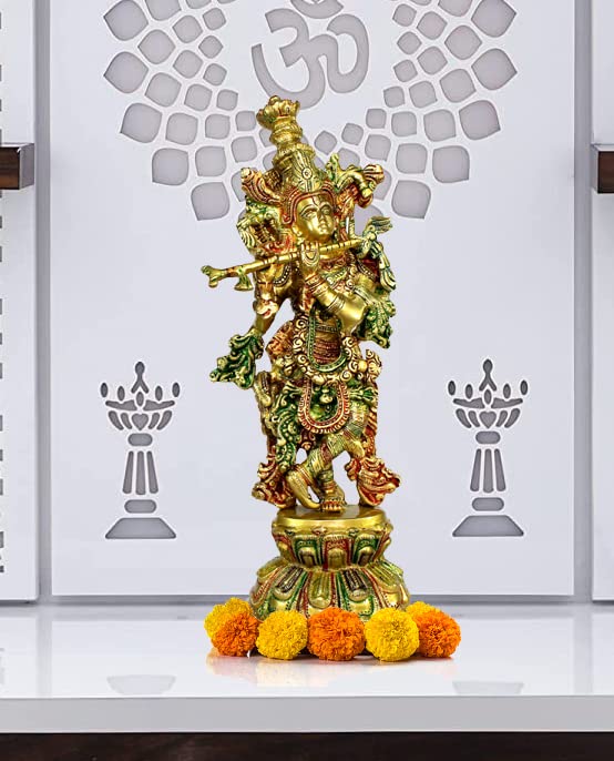 eSplanade Brass Radha Krishna Kishan Murti Idol Statue Sculpture | Pooja Idols | Home Decor (18 Inch)