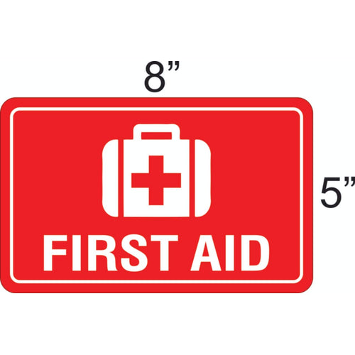eSplanade First Aid Sign Decal Sticker | Easy to Mount Weather Resistant Long Lasting Ink Size (8