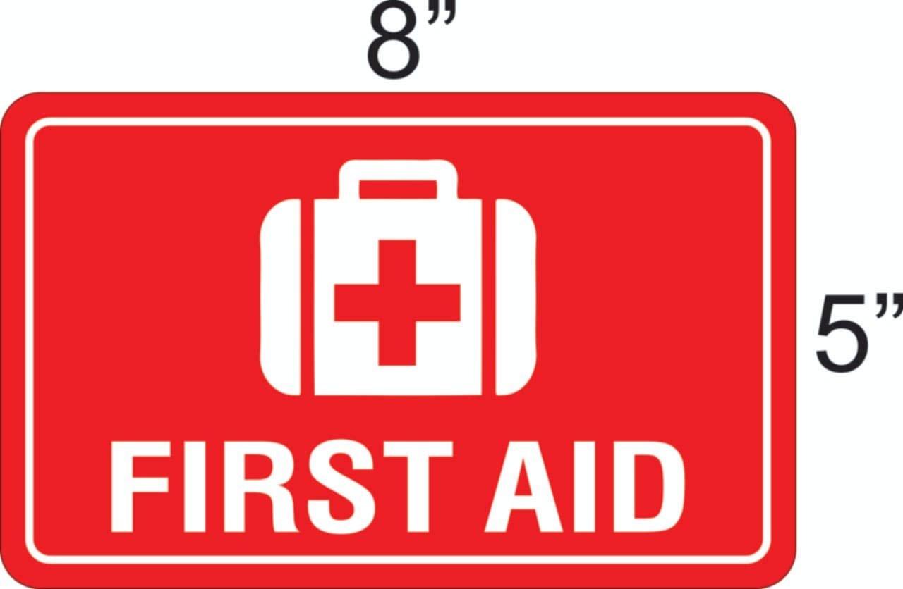 eSplanade First Aid Sign Decal Sticker | Easy to Mount Weather Resistant Long Lasting Ink Size (8" x 5")