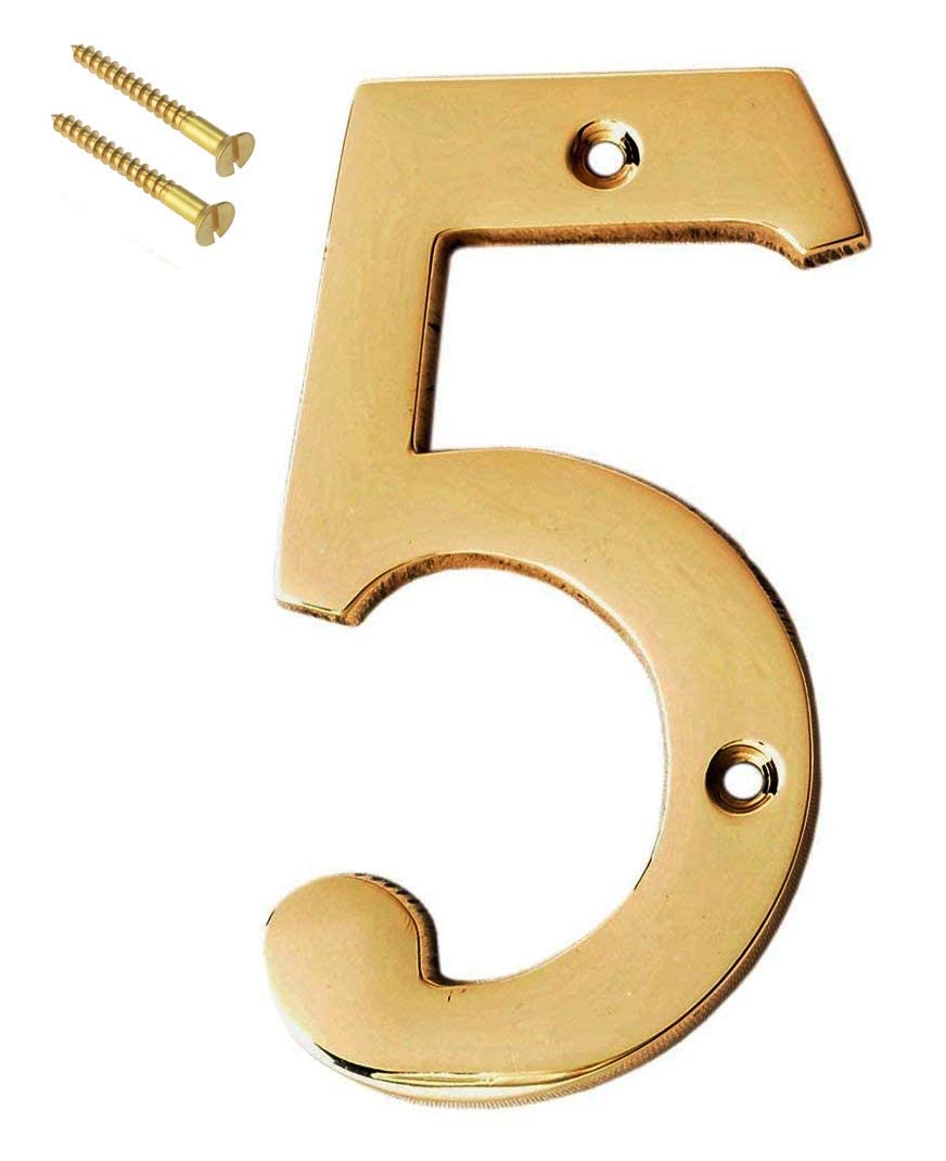 eSplanade 4" Brass House Hotel Door Number Plaque Numeric Numerical Digit 0-9 (8 (Eight))