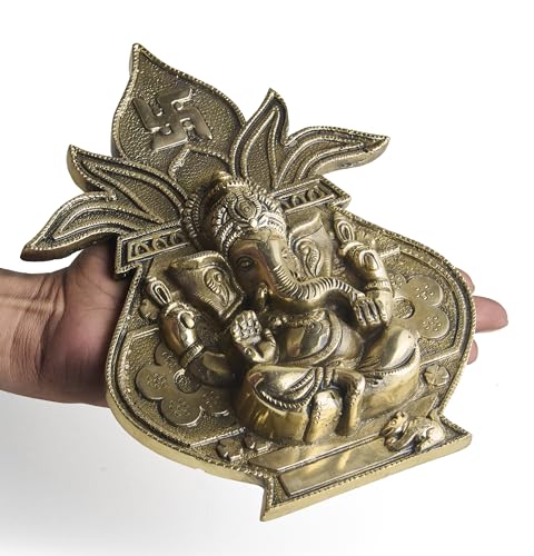 ESPLANADE Brass Ganesha Kalash Wall Hanging – Sathiya Design, Heavy Solid Brass Door and Home Décor, Mandir Pooja Decoration, Housewarming (Kalash with Ganesh)