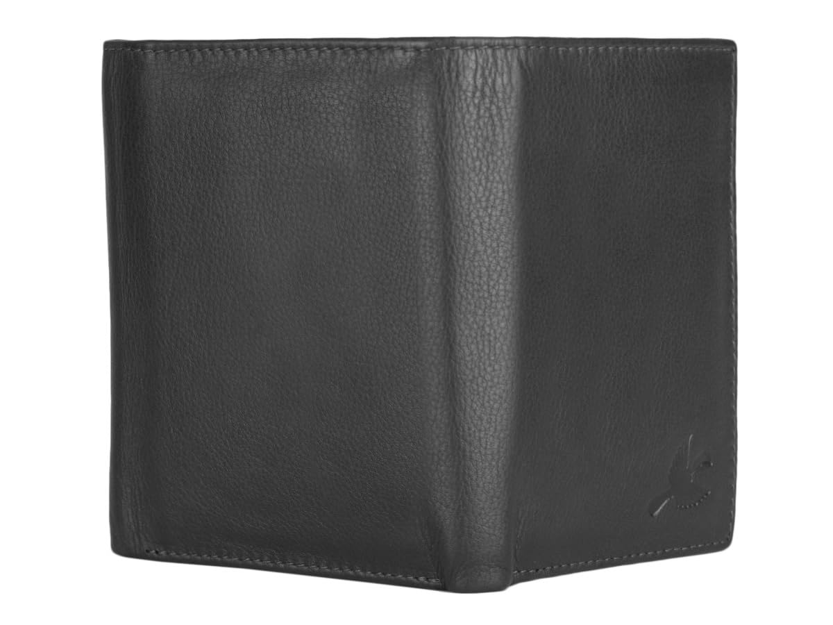 HORNBULL Men's Genuine Leather Leather Black Tri Fold RFID Blocking Wallet