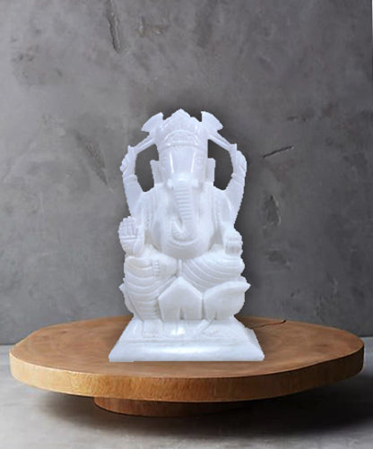 StonKraft Marble Ganesh Ganesha Statue Murti Idol (5" Left Trunk)