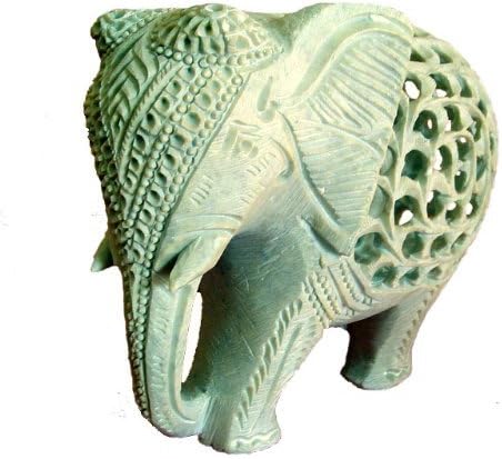StonKraft Indian Handmade Marble Soapstone Elephant - Baby Inside Mother's Tummy- 5" & 6" Inches