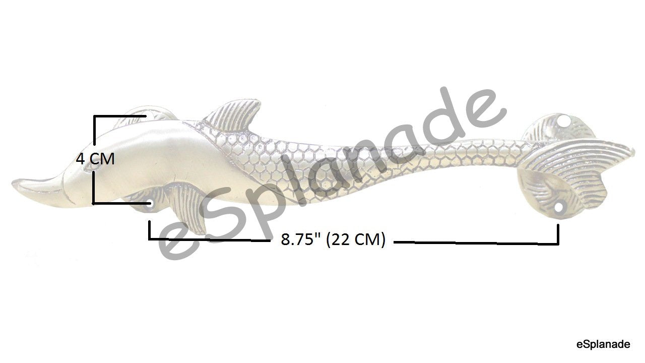 eSplanade - 12" Dolphin Design Brass Door Handle - Single Piece | Home Decor | Door Decor | Brass Door Handles | Brass Door Pulls