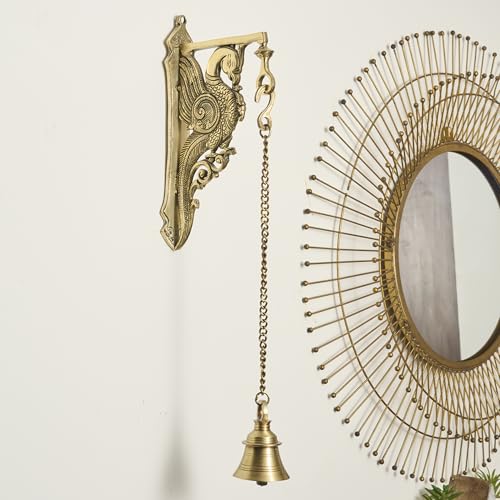 Esplanade Brass Peacock Wall Bracket – Traditional Handcrafted Wall Hanger for Diya Lamp, Bell, Home Décor (11.8" Inches)