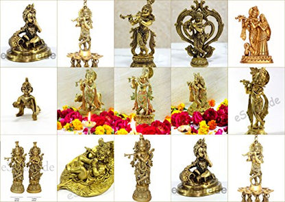 StonKraft - Radha Krishna Pair Murti Idol Statue Sculpture - Brass- Antique