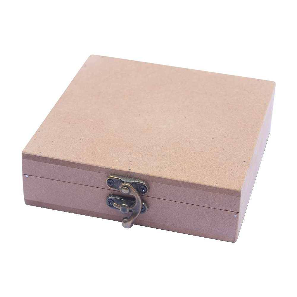 IVEI MDF Box - Wood Box DIY Craft Materials - Plain MDF Blank Box for Painting, Wooden Sheet Craft, Resin & Fluid Art, Mandala Art, Pyrography