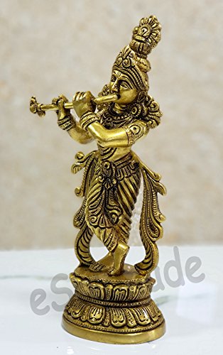 eSplanade - Krishna Kishan Gopal Gopala Morpankh Idol Murti Statue Sculpture | Wall Decor - Brass