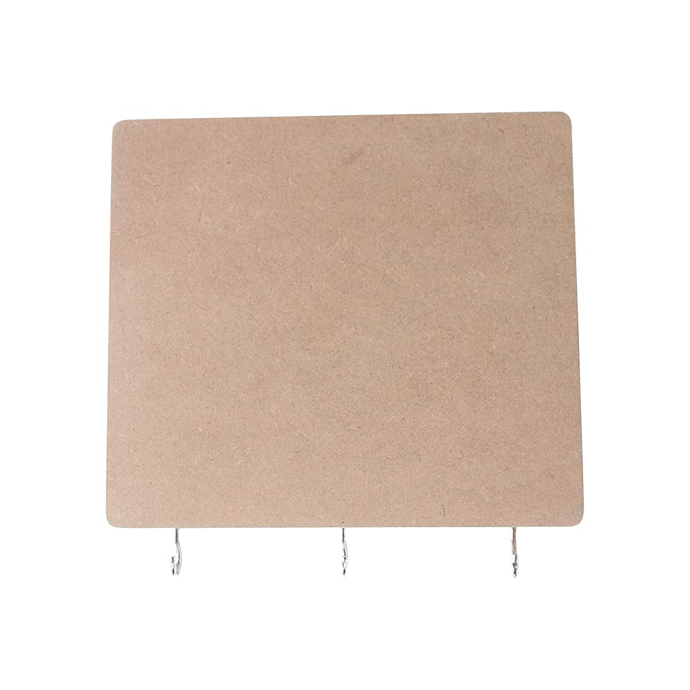 IVEI MDF DIY Blank Key Holder Base Wood Sheet Craft - MDF Plain Wooden Rectangular Key Holder Cutouts with 3 Hooks (Brown)