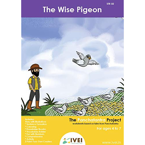 IVEI Panchatantra Kids Learning Book - Workbook and 2 DIY Bookmarks of Panchatantra Story - Colouring Activity Worksheets - Creative Fun Activity and Education For Kids - Four Friends And A Hunter