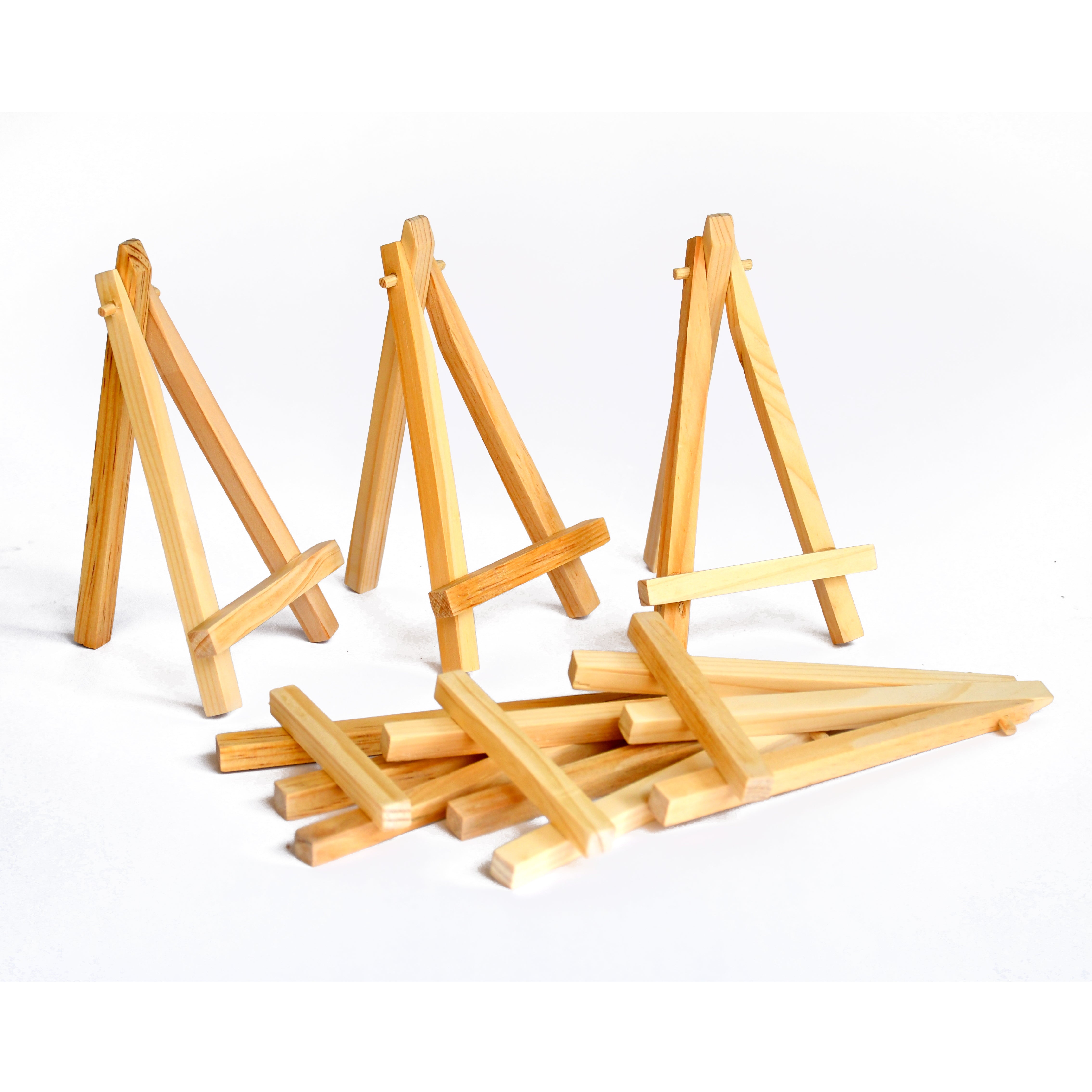 IVEI Mini 6 Inch Wooden Easel Stands with MDF Coasters Set of 6 | Mini Art Easel for Photos, Cards & Table Decor