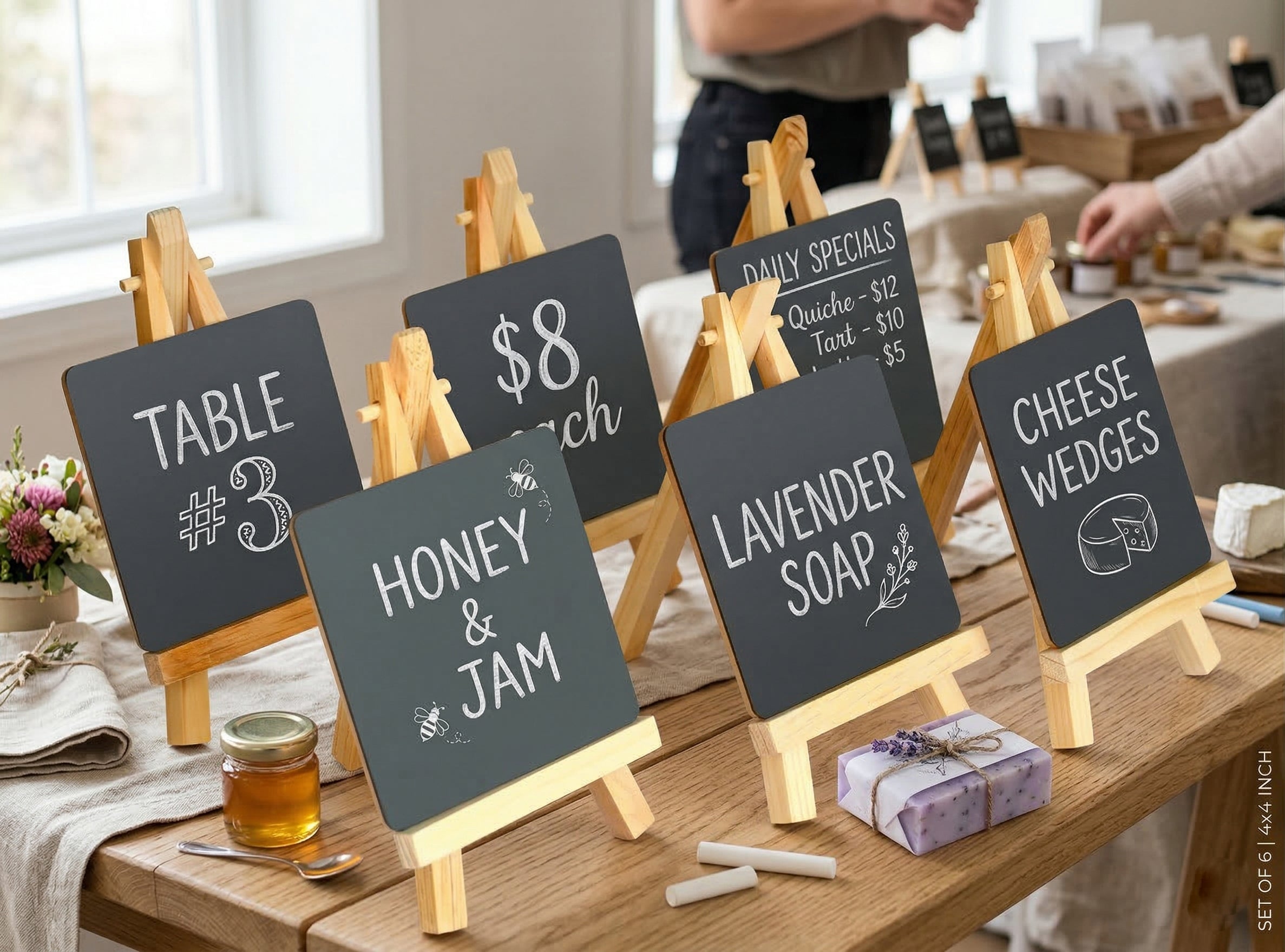 IVEI Mini Chalkboard Easel - Set of 6 | Tabletop Display Board for Café, Wedding, Party & Office Decor