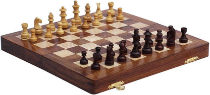 Craftngifts Limited Stock - Chess Set 12x12 Magnetic Folding Chess Set Standard Board Game with Chessmen Storage - Handmade in Fine Wood - Deal of The Day Thanksgiving