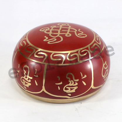 eSplanade - Singing Bowl Tibetan Buddhist Prayer Instrument with Striker Stick | OM Bell | OM Bowl | Meditation Bowl | Music Therapy (Red)  4, 5,6 Inches