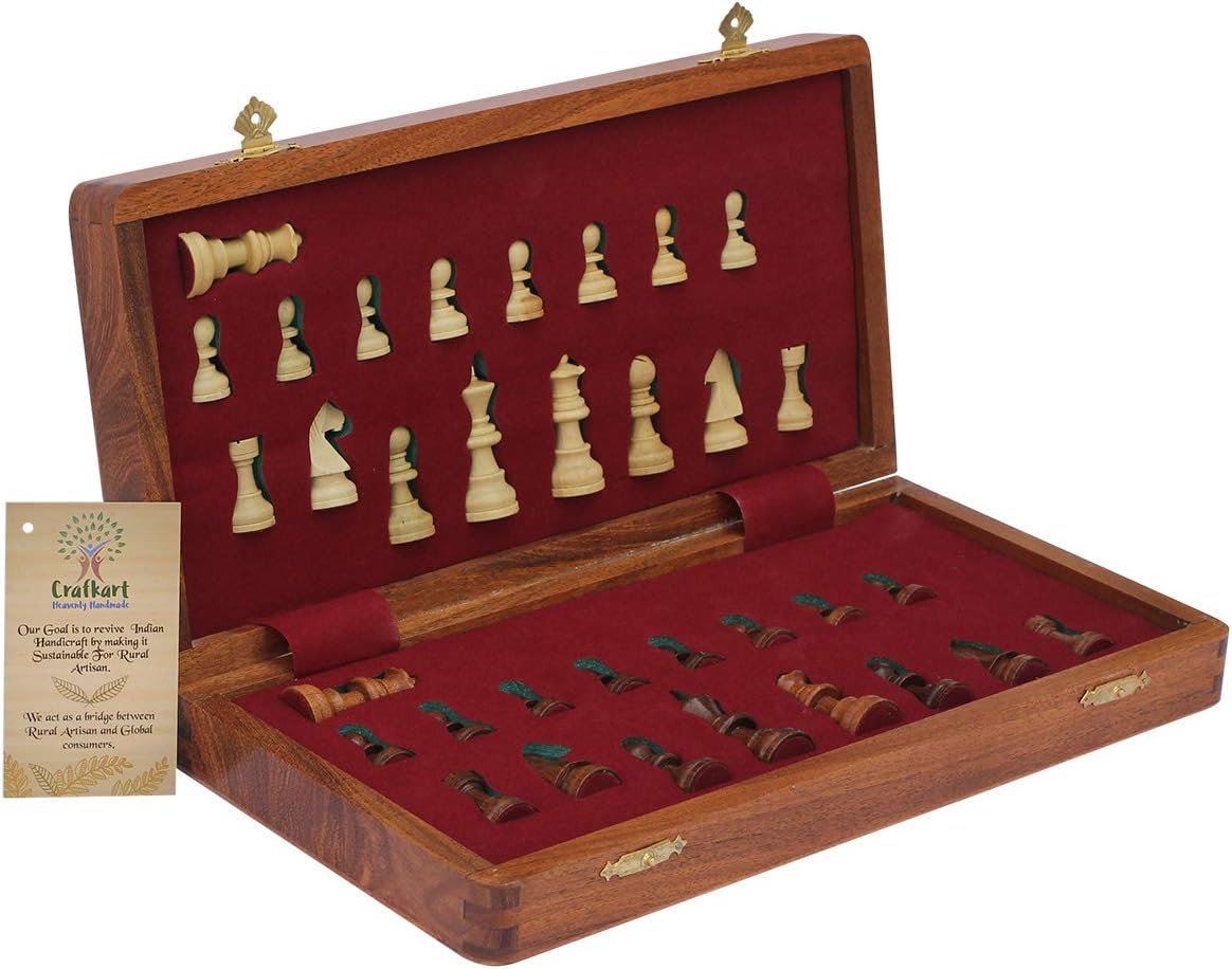 10.5 Inch Magnetic Travel Chess Set with Chessmen Storage | Folding Chess Board with Extra Queen | Lightweight Educational Toys | Beginner Chess Set for Kids and Adults | Best Gift for Chess Lover