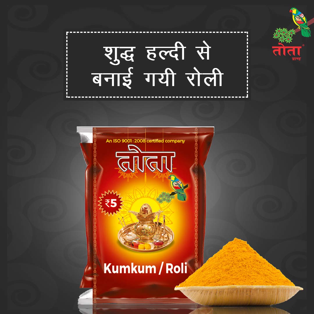 TOTA Pure Kumkum Haldi Roli for Puja Tilak (150 gm - 25gm Each, Red) - Combo of 6 Boxes