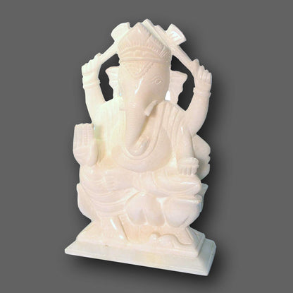 StonKraft Marble Ganesh Ganesha Statue Murti Idol (5" Left Trunk)