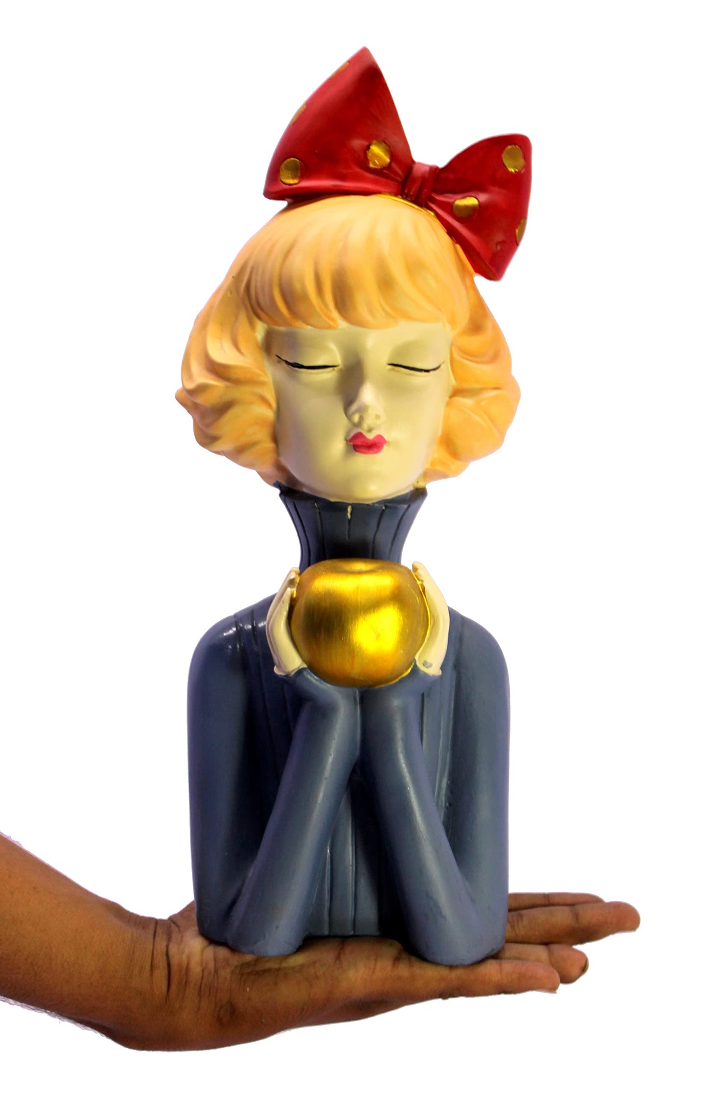 eSplanade Resin Girl with Apple Showpiece Statue Sculpture Figurine - Multicolor - 13" Inches