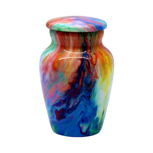 eSplanade Metal Mini Cremation Urn Keepsake Memorial Jar Pot Container | Small Urn for Funeral Ashes Burial | Printed Metal Keepsake | Wave Multicolor - 3