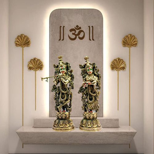 eSplanade Brass Radha Krishna Radhe Krishan Murti Idol Statue Sculpture - Multicolour - 21